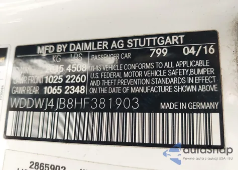 2017 Mercedes-Benz C 300 from USA, damaged, VIN WDDWJ4JB8HF381903